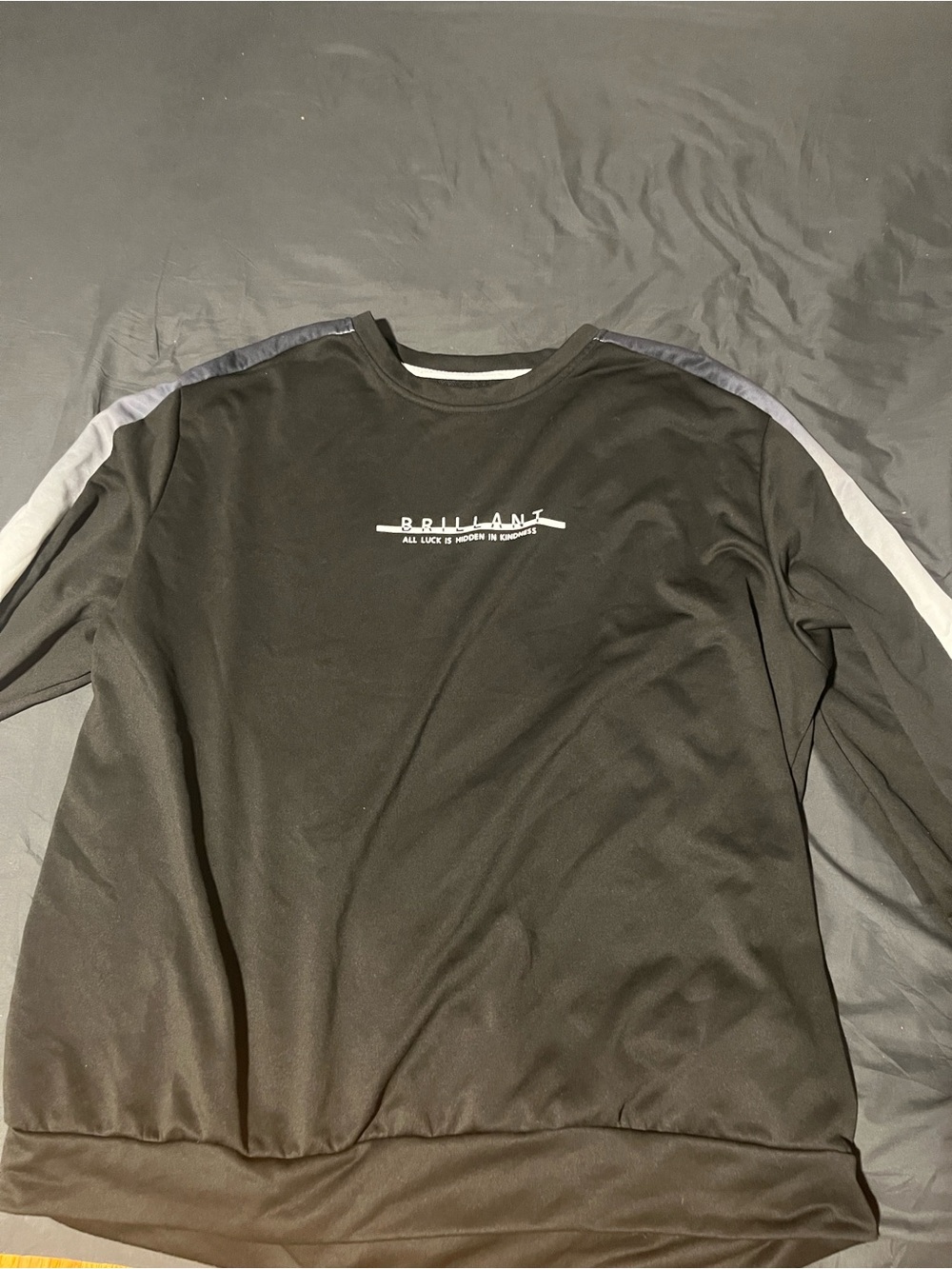 Rebrilliant Black Crewneck Sweatshirt with Gray Shoulder Stripes